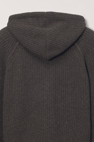 UNISEX HOODED KNIT CARDIGAN BROWN
