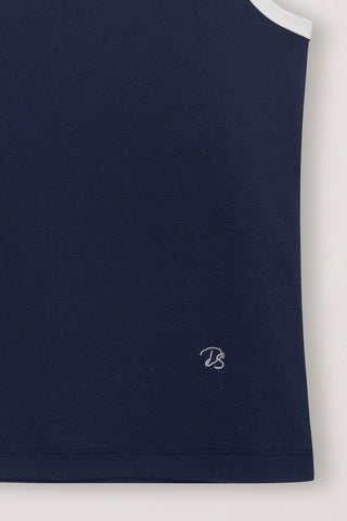 2-TONE TRIM SLEEVELESS TOP NAVY IVORY