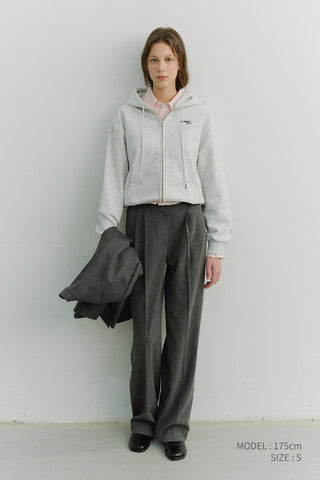 UNISEX CROPPED ZIP-UP HOODIE LIGHT MELANGE GREY