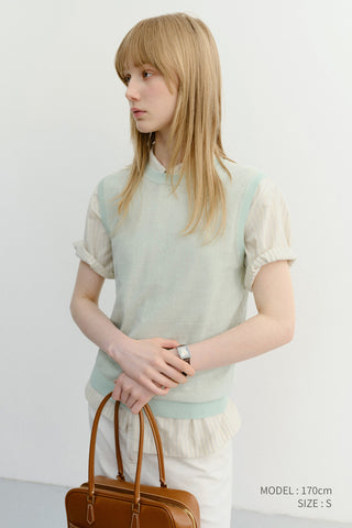 UNISEX SHEER LAYERING KNIT VEST MINT
