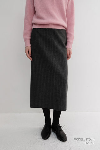 H-LINE LONG SKIRT GREY STRIPE