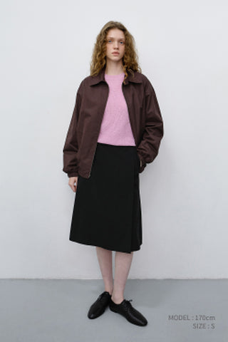 PLEATS MIDI WRAP SKIRT BLACK