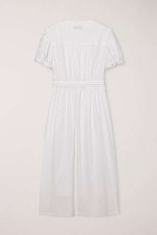 MAXI SHIRRING HALF SLEEVE DRESS IVORY