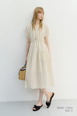 HALF SLEEVE DRESS LIGHT BEIGE