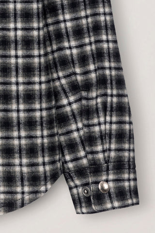 UNISEX QUILTED FLANNEL SHIRT BLACK CHECK