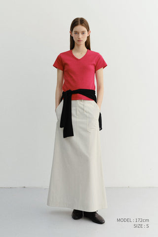 V-NECK SLIM TOP RED