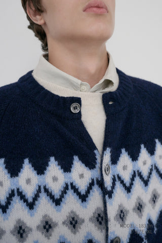 UNISEX CHUNKY PATTERN CARDIGAN NAVY
