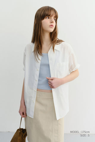 UNISEX OPEN COLLARED STRIPED SHIRT WHITE