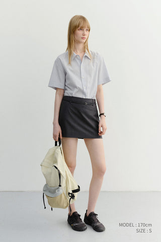 BELTED MINI SKIRT CHARCOAL GREY