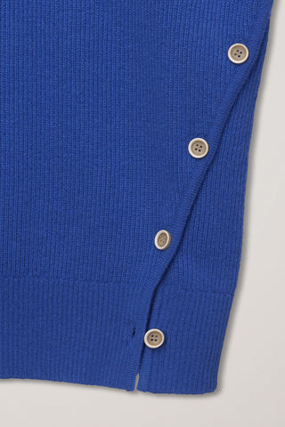UNISEX BUTTONED CREWNECK SWEATER BLUE