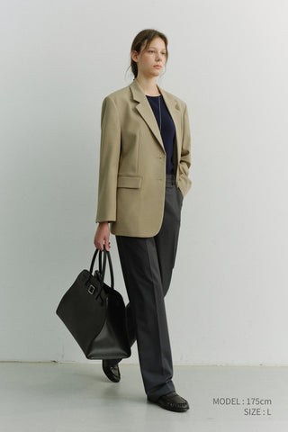 ESSENTIAL 2 BUTTON WOOL BLAZER SAND BEIGE