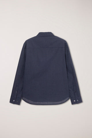 ESSENTIAL SLIM CHECKED SHIRT BLUE NAVY