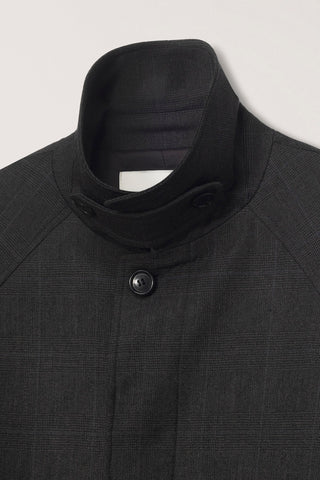 UNISEX H-LINE WOOL MAC COAT BROWN CHECK