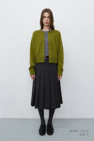 UNISEX CREWNECK KNIT CARDIGAN OLIVE GREEN
