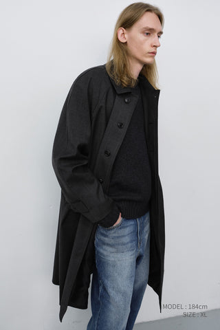 UNISEX H-LINE WOOL MAC COAT BROWN CHECK
