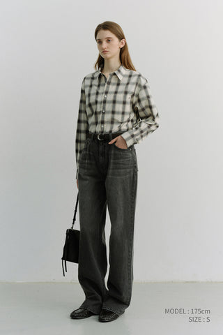 UNISEX 2-WAY OVERSIZED CHECKED SHIRT BLACK OMBRE CHECK