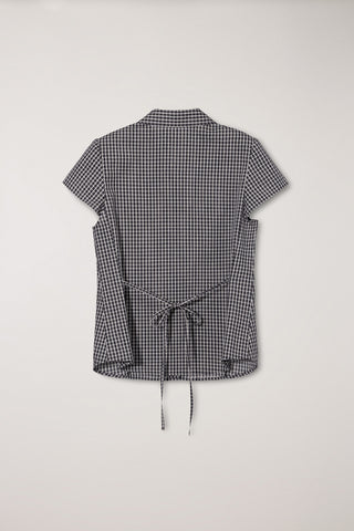 VINTAGE CAP SLEEVE SLIM SHIRT BLACK CHECK