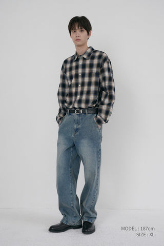 UNISEX WINTER FLANNEL CHECKED SHIRT BLUE