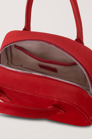 SUEDE BOSTON TOTE BAG RED