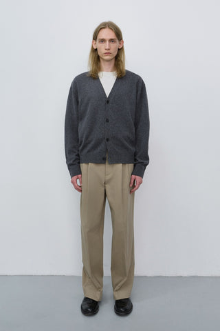 DOUBLE PLEATED WIDE CHINO SLACKS BEIGE