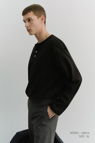 UNISEX HENLEY-NECK T-SHIRT BLACK