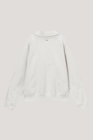 UNISEX LEATHER LOGO HALF ZIP-UP SWEATSHIRT OATMEAL MELANGE