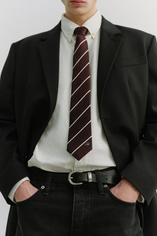 STRIPED TIE BURGUNDY
