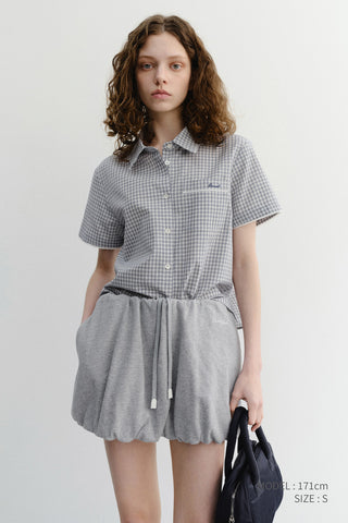 LACED CHECKED SHIRT BLUE CHECK