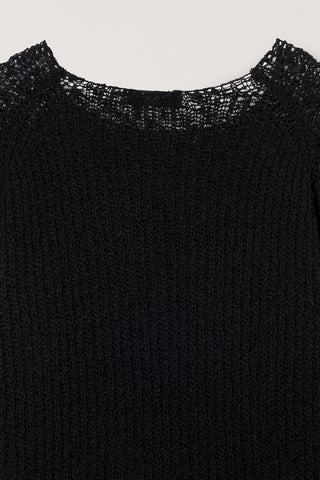 CROCHET CREWNECK KNIT BLACK