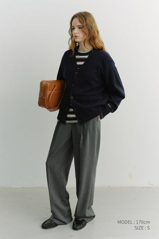 DOUBLE PLEATED SLACKS MELANGE GREY