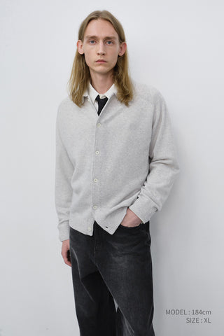 UNISEX COLLARED KNIT CARDIGAN LIGHT MELANGE GREY