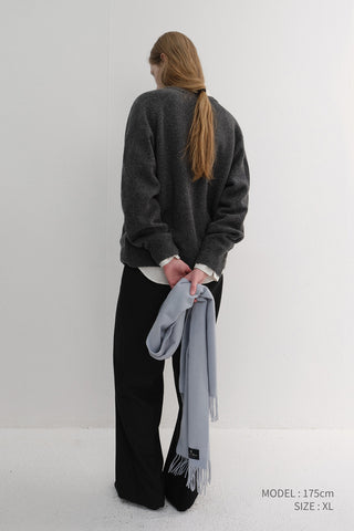 UNISEX SOFT VOLUME V-NECK SWEATER CHARCOAL GREY