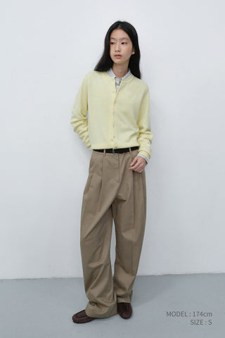 UNISEX CREWNECK KNIT CARDIGAN LEMON BUTTER