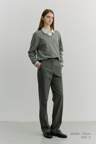 UNISEX SOFT V-NECK SWEATER MELANGE GREY