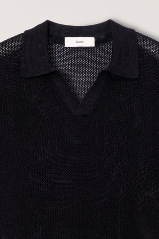 UNISEX CHUNKY POLO KNIT BLACK