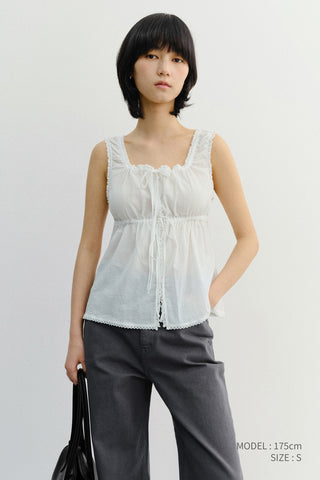 SHIRRING SLEEVELESS BLOUSE IVORY