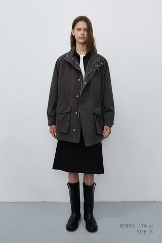 UNISEX MODERN FIELD JACKET WASHED CHARCOAL GREY