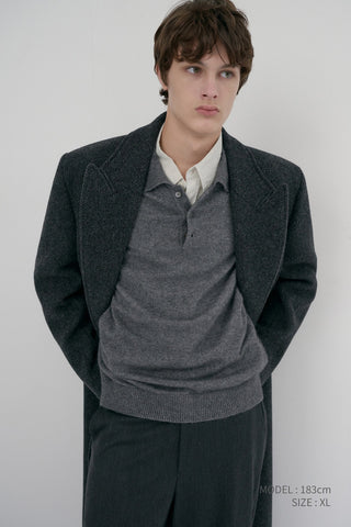UNISEX TAILORED DOUBLE-BREASTED COAT CHARCOAL GREY PATTERN