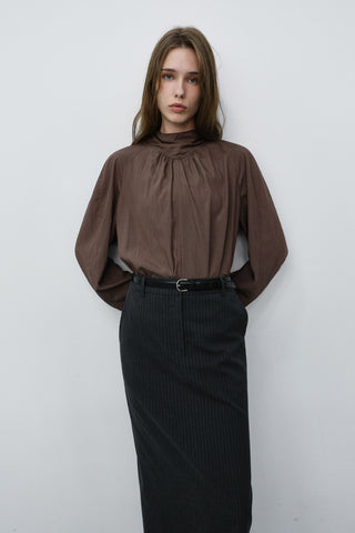 TIE BLOUSE BROWN