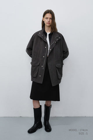 UNISEX MODERN FIELD JACKET WASHED CHARCOAL GREY