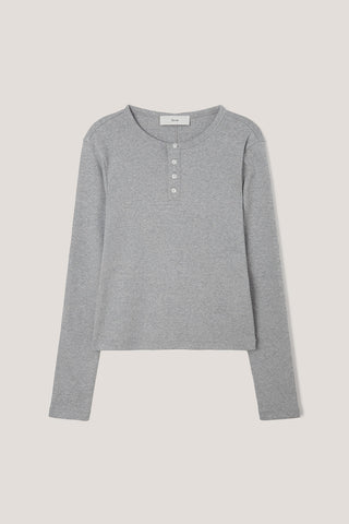 UNISEX HENLEY-NECK T-SHIRT MELANGE GREY
