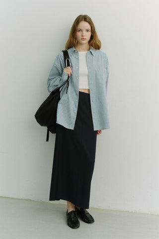 UNISEX OVERSIZED BD CHECKED SHIRT SOFT BLUE CHECK