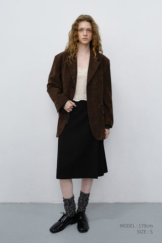 UNISEX RELAXED ALTER-SUEDE HALF JACKET BROWN