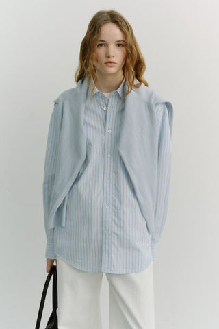UNISEX OVERSIZED STRIPED SHIRT SKY BLUE STRIPE