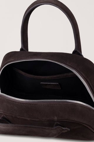 SUEDE BOSTON TOTE BAG DEEP BROWN