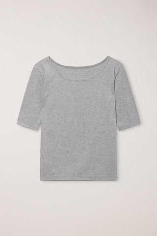 ESSENTIAL BOAT NECK T-SHIRT MELANGE GREY