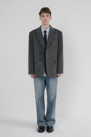 UNISEX LAYERED CASHMERE BLAZER CHARCOAL GREY