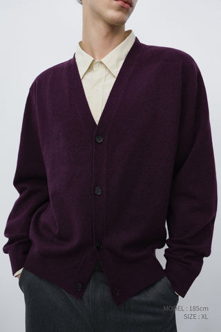 UNISEX V-NECK CARDIGAN PLUM