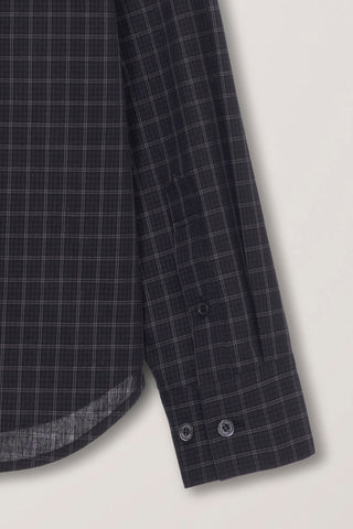 ESSENTIAL SLIM CHECKED SHIRT BLACK