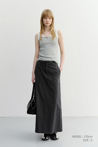 A-LINE MAXI SKIRT CHARCOAL GREY